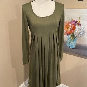 Olive Green Long Sleeve Casual Dress